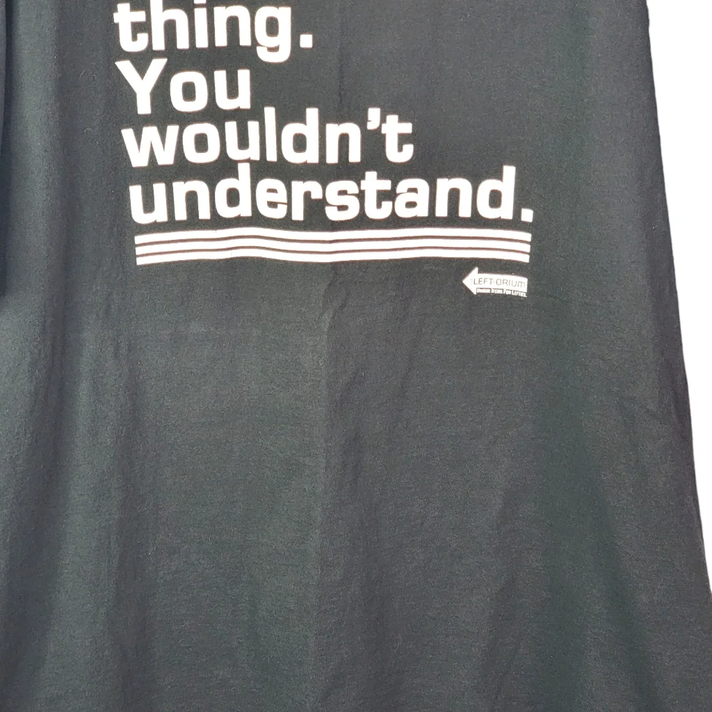 Left Handed Persons Graphic Gag Bold Print Vintage 90's Y2K Black T-Shit XXL